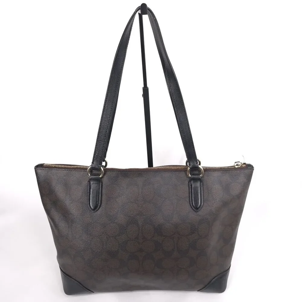 COACH Signature Zip Tote Brown Black Shoulder Bag A1822-F29208‎